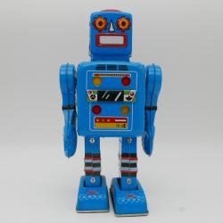 Robot - Blue Walking Robot - Vintage metal Robot - Schylling
