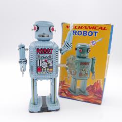 Retro collector metal & plastic tin Robot - Mini Mechanical robot neo Vintage - Battery operated