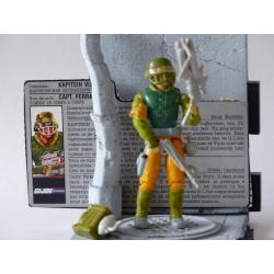 Gi joe - Figurine Capt Ferraille / Capt Grid Iron vintage & fiche rétro complète - Hasbro