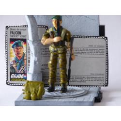 Gi joe - Figurine Faucon / Falcon vintage & fiche rétro complète - Hasbro