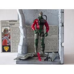 Gi joe - Figurine Trident / Undertow vintage & fiche rétro complète - Hasbro