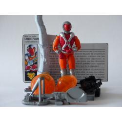 Gi joe - Figurine Lance Flamme / Incinerator vintage & fiche rétro complète - Hasbro